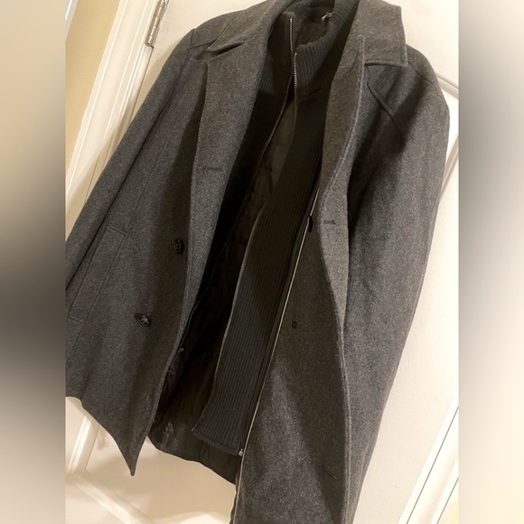 Kenneth Cole wool blend coat with zipper and buttons double breasted button - Picture 3 of 11